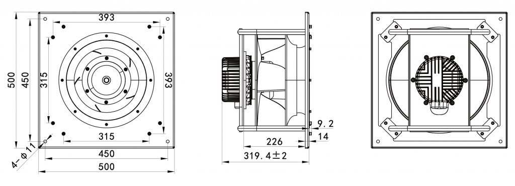 355-138PT-12 Backward Curved Centrifugal Fans drawing