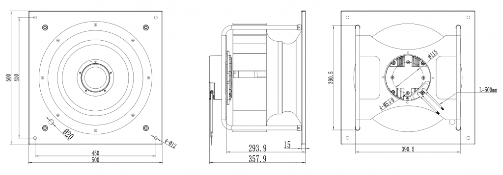 400-102PS-02 Backward Curved Centrifugal Fans drawing