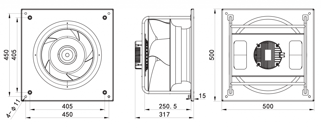 400-102PS-09 Backward Curved Centrifugal Fans drawing