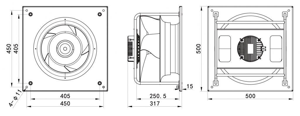 400-102PS-10 Backward Curved Centrifugal Fans drawing