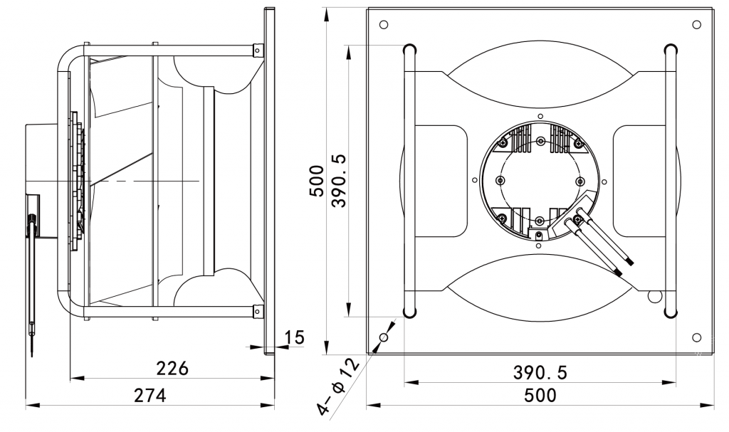 400-102PS-11 Backward Curved Centrifugal Fans drawing