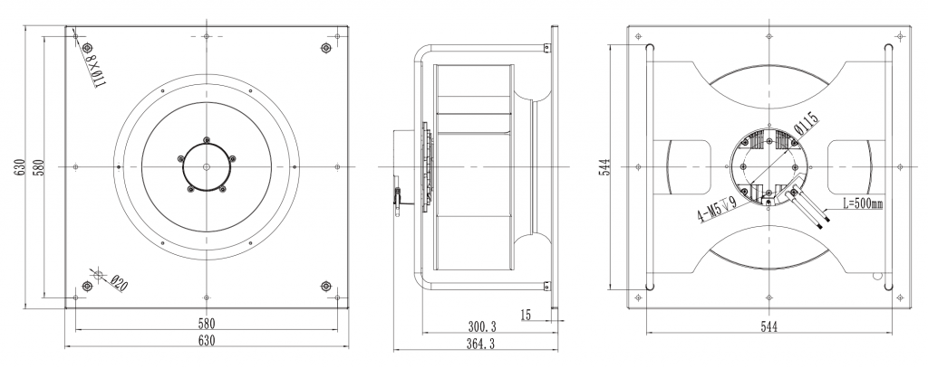 450-102PT-06 Backward Curved Centrifugal Fans drawing