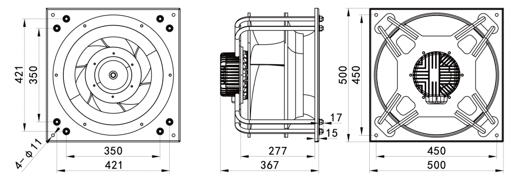 450-138PT-12 Backward Curved Centrifugal Fans drawing