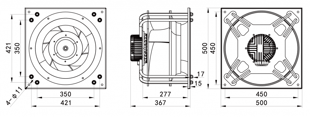450-138PT-13 Backward Curved Centrifugal Fans drawing