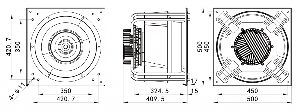 450-188PT-09 Backward Curved Centrifugal Fans drawing