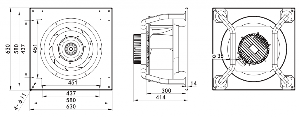 500-188PT-02 Backward Curved Centrifugal Fans drawing