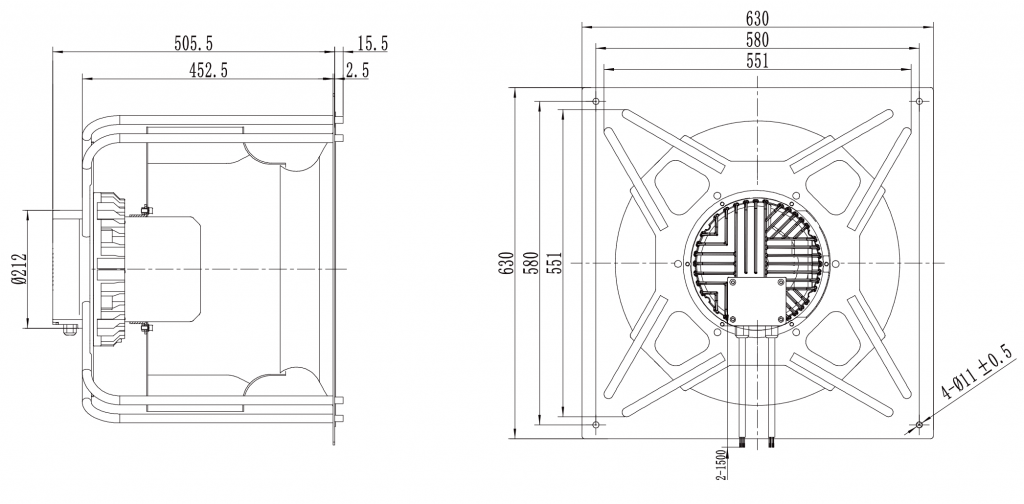 500-188PT-04 Backward Curved Centrifugal Fans drawing