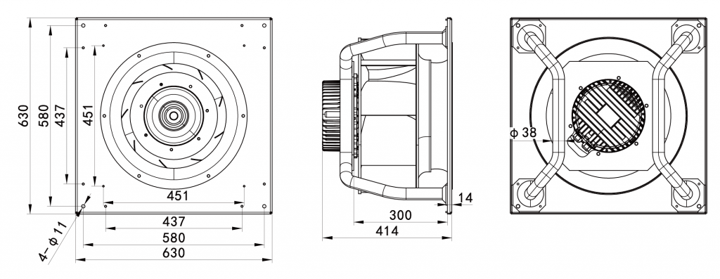 500-188PT-05 Backward Curved Centrifugal Fans drawing