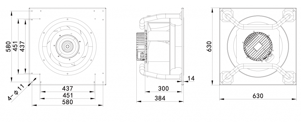 500-188PT-07 Backward Curved Centrifugal Fans drawing
