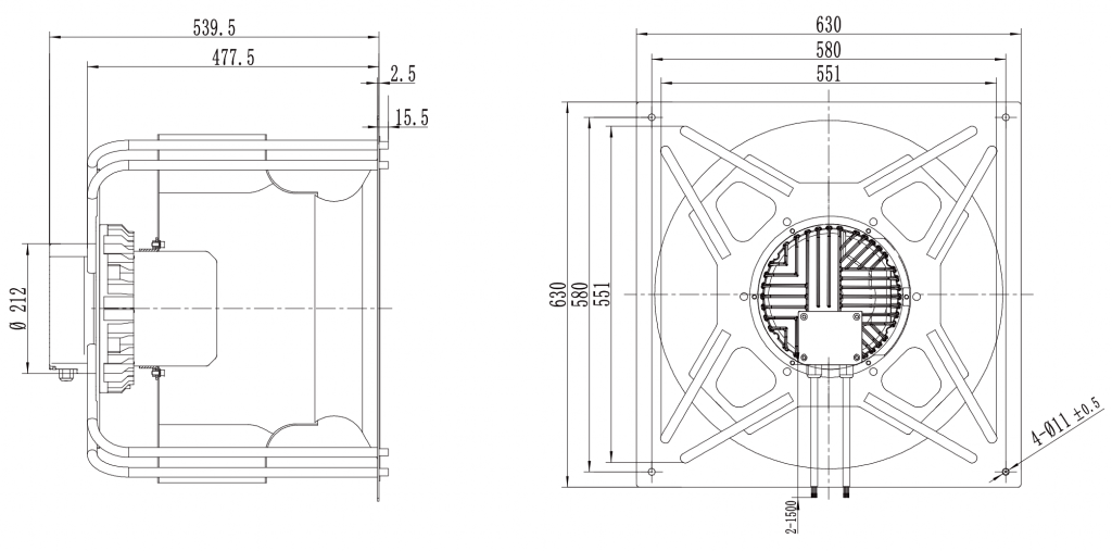 560-188PT-02 Backward Curved Centrifugal Fans drawing