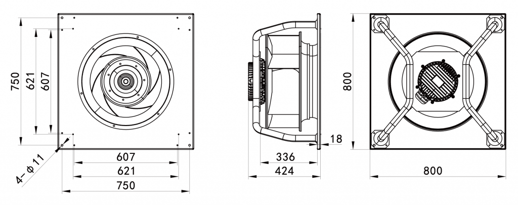 560-188PT-03 Backward Curved Centrifugal Fans drawing