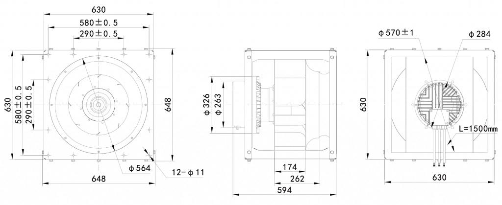 560-188PT-08 Backward Curved Centrifugal Fans drawing