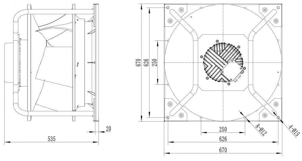 560-218PT-06 Backward Curved Centrifugal Fans drawing