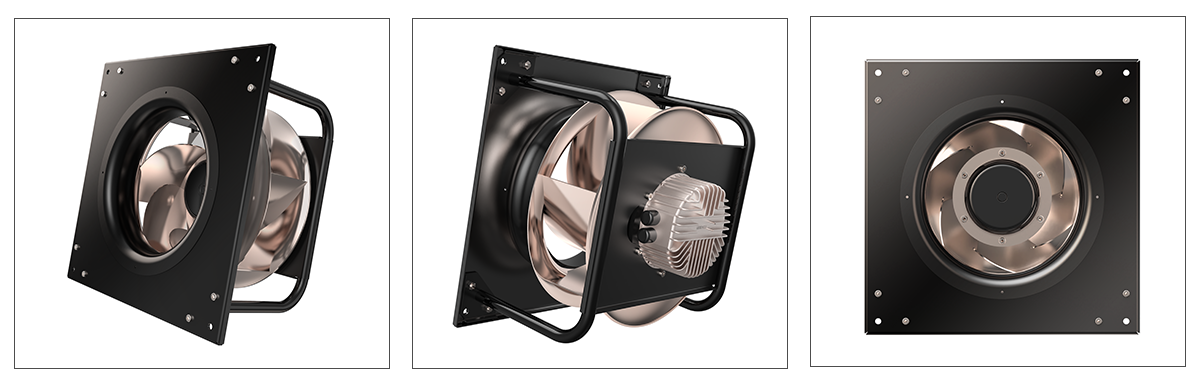 Backward centrifugal fan with mounting bracket