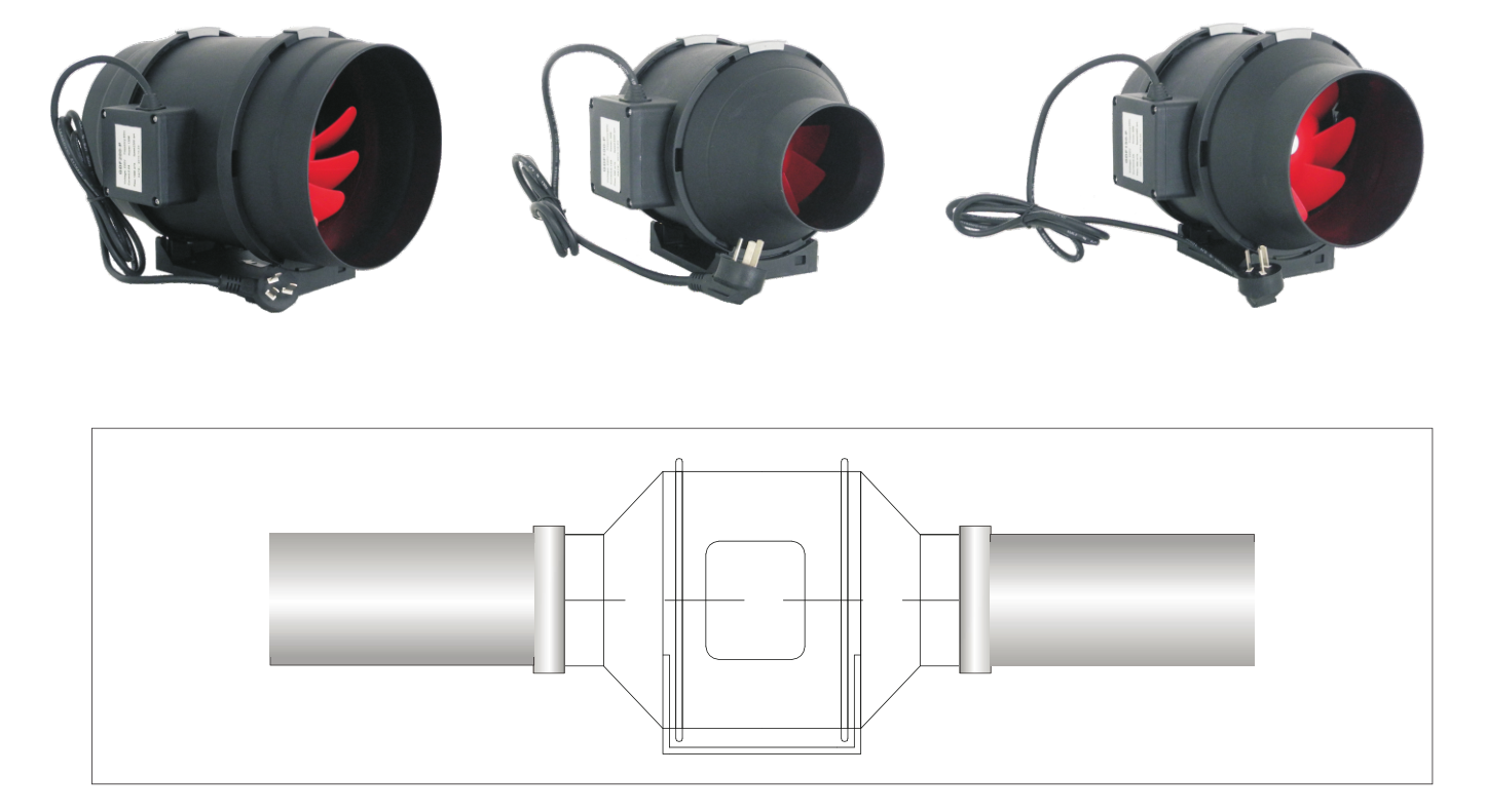 Backward Inclined Centrifugal Fan, HP 190 In-line Radon Fan