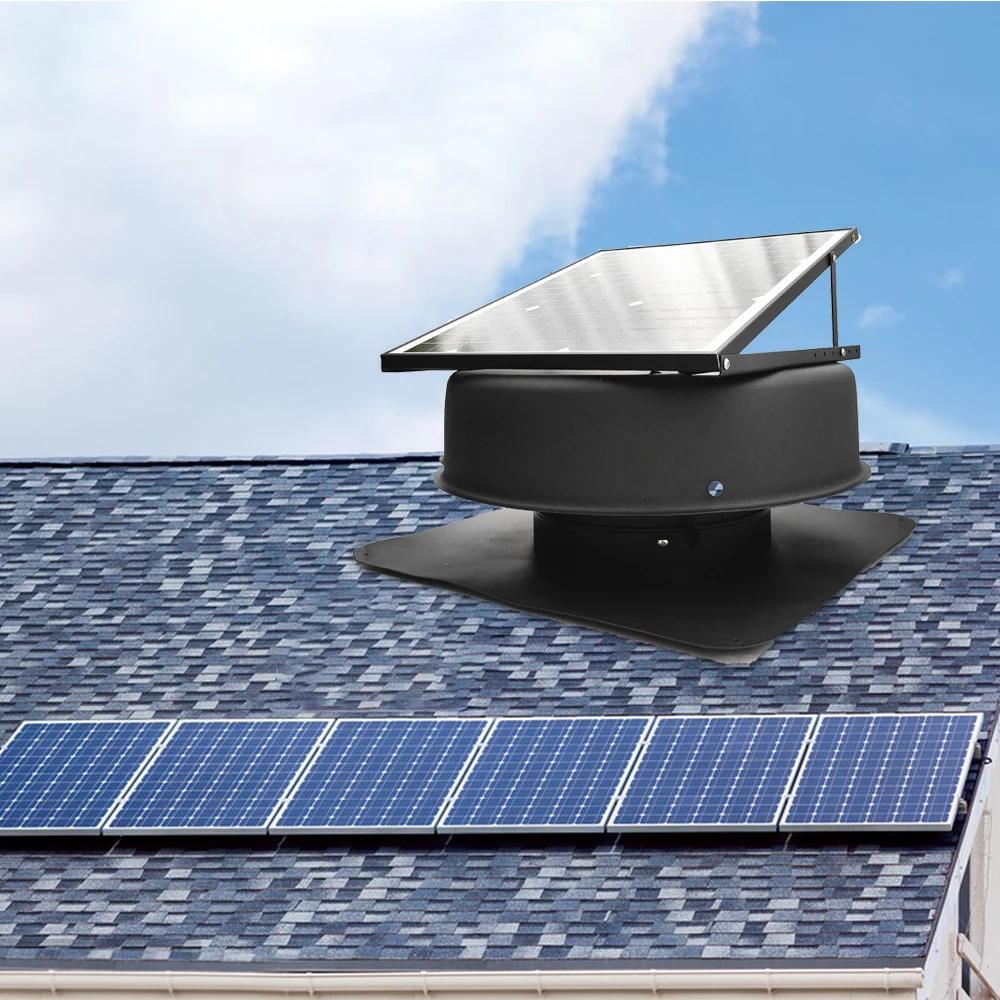 LONGWELL 14inch Industrial Solar Powered Roof Fan Dc Brushless