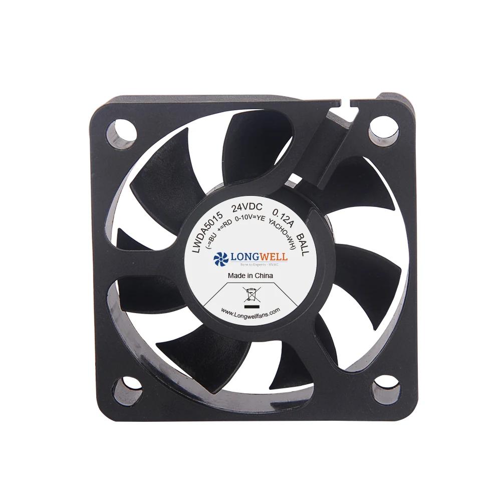 LONGWELL 50x50x15 5V 12V 24V 3000RPM -7000RPM High Speed 5015 Ball Bearing DC Axial Cooling Fan for Cooling System , CPU Cooling