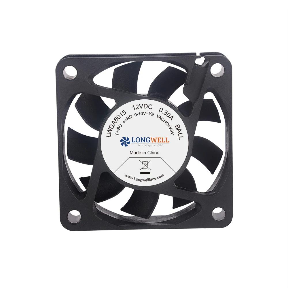 LONGWELL 60x60x15 3000RPM -5000RPM 12V DC 2 Pin Heat Sink Computer Cooling Fan Axial PC Extractor Fan Brushless DC Cooling Fan