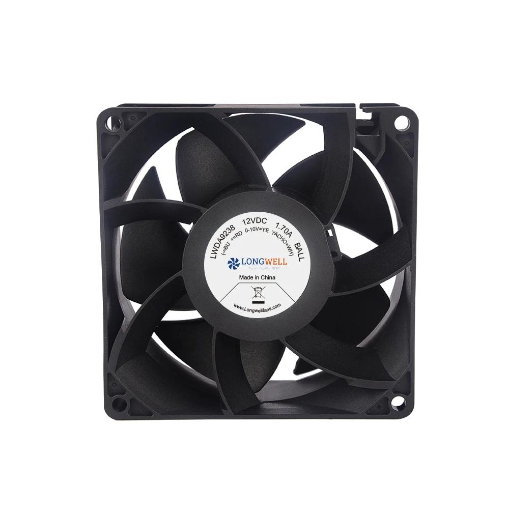 LONGWELL 92X92X38 DC Axial Flow Fan 9238 Dc Cooling Exhaust Fan With Bldc Motor for Industry , AutoMotive , Server ,CCTV