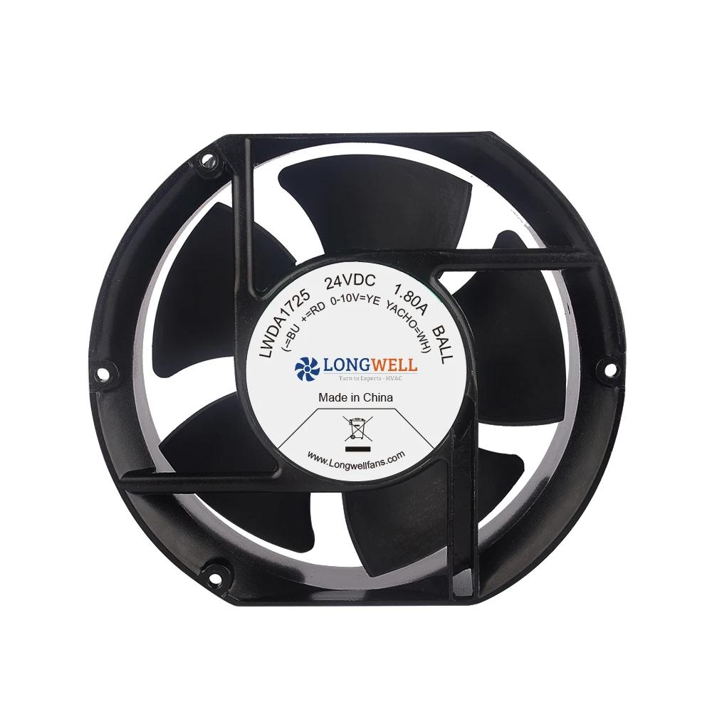 LONGWELL172x172x51mmdc12v 24v 48V 2500rpm -6000rpm 183.3-456CFM 17251 DC Axial Flow Cooling Fan for Ventilation Cooling Heating