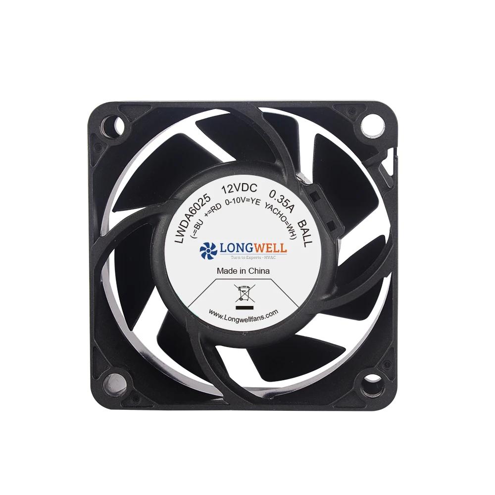 Longwell 60x60x25 4000RPM -10000RPM 12V Dc Brushless Fan 60mm Extractor Fan