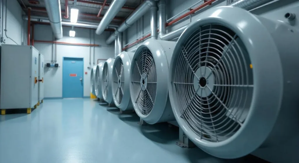 HVAC fans in mechanical room