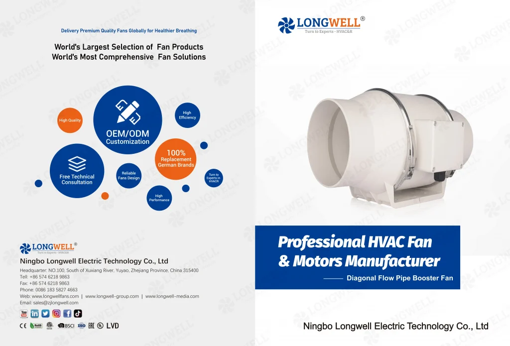 Diagonal Flow Pipe Booster Fan