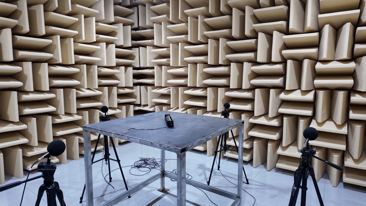 LONGWELL semi-anechoic chamber during fan noise testing