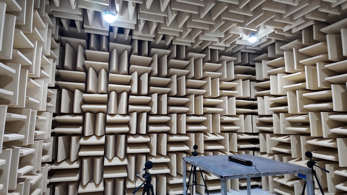 LONGWELL semi-anechoic chamber during fan noise testing